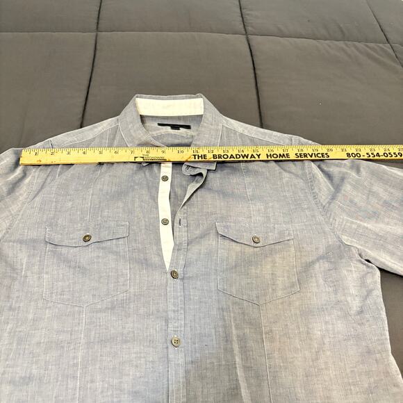 John Varvatos Button Shirt Gray Men’s Large - Picture 9 of 12